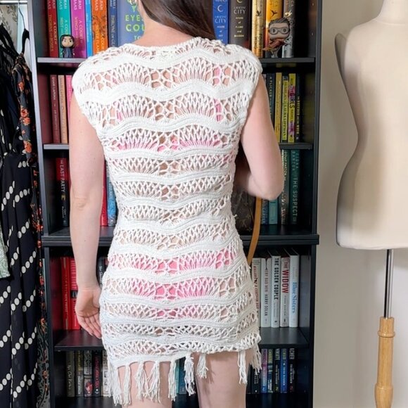 Shoshanna Swim Ivory Dolman Sleeve Macramé Tunic Size Small - Picture 3 of 10
